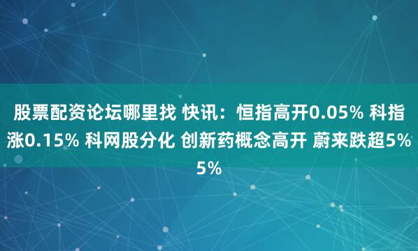 股票配资论坛哪里找 快讯：恒指高开0.05% 科指涨0.15% 科网股分化 创新药概念高开 蔚来跌超5%
